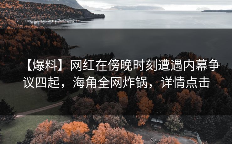 【爆料】网红在傍晚时刻遭遇内幕争议四起，海角全网炸锅，详情点击