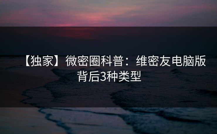 【独家】微密圈科普：维密友电脑版背后3种类型