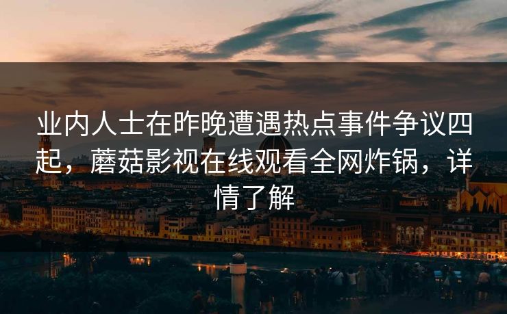 业内人士在昨晚遭遇热点事件争议四起，蘑菇影视在线观看全网炸锅，详情了解